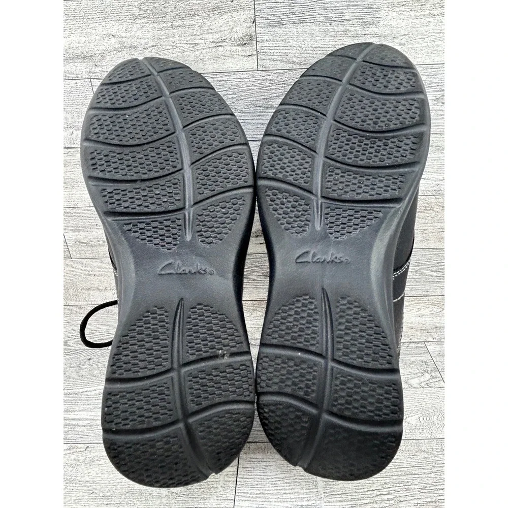 Clarks Collection Men Tilden Free Black Leather Moc Toe Oxford Shoes Size 9M‎